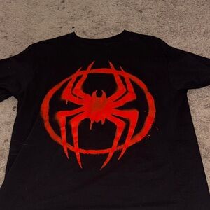 Black T-Shirt with Red Spider Design